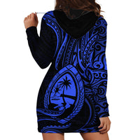 Polynesian Pride Guam Hoodie Dress With Polynesian Tribal Tattoo and Coat of Arms Blue Version LT9 - Polynesian Pride