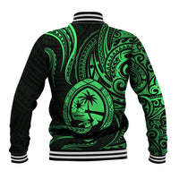 Polynesian Pride Guam Baseball Jacket With Polynesian Tribal Tattoo and Coat of Arms Green Version LT9 - Polynesian Pride