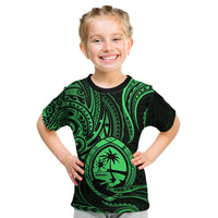 Polynesian Pride Guam Kid T Shirt With Polynesian Tribal Tattoo and Coat of Arms Green Version LT9 Green - Polynesian Pride