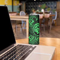 Polynesian Guam Coat of Arms Skinny Tumbler Polynesian Tribal Tattoo Green Version