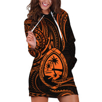 Polynesian Pride Guam Hoodie Dress With Polynesian Tribal Tattoo and Coat of Arms Orange Version LT9 - Polynesian Pride