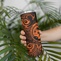 Polynesian Guam Coat of Arms Skinny Tumbler Polynesian Tribal Tattoo Orange Version