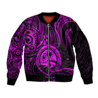 Polynesian Pride Guam Bomber Jacket With Polynesian Tribal Tattoo and Coat of Arms Purple Version LT9 Unisex Purple - Polynesian Pride