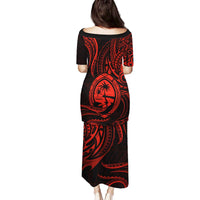 Polynesian Guam Coat of Arms Family Matching Puletasi and Hawaiian Shirt Polynesian Tribal Tattoo Red Version LT9 - Polynesian Pride