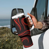 Polynesian Guam Coat of Arms Tumbler With Handle Polynesian Tribal Tattoo Red Version