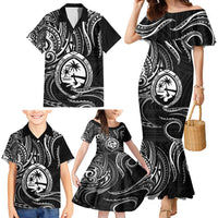 Polynesian Guam Coat of Arms Family Matching Mermaid Dress and Hawaiian Shirt Polynesian Tribal Tattoo Black Version LT9 - Polynesian Pride