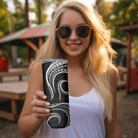 Polynesian Guam Coat of Arms Skinny Tumbler Polynesian Tribal Tattoo Black Version