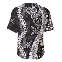 Hawaii Puakenikeni and Maile Lei Baseball Jersey Black Japanese Wave Style LT9 - Polynesian Pride