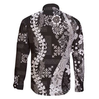 Hawaii Puakenikeni and Maile Lei Family Matching Summer Maxi Dress and Hawaiian Shirt Black Japanese Wave Style LT9 - Polynesian Pride