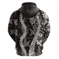 Hawaii Puakenikeni and Maile Lei Hoodie Black Japanese Wave Style - Polynesian Pride