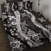 Hawaii Puakenikeni and Maile Lei Quilt Bed Set Black Japanese Wave Style LT9 Black - Polynesian Pride