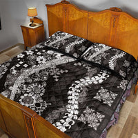 Hawaii Puakenikeni and Maile Lei Quilt Bed Set Black Japanese Wave Style LT9 - Polynesian Pride