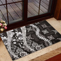 Hawaii Puakenikeni and Maile Lei Rubber Doormat Black Japanese Wave Style LT9 - Polynesian Pride