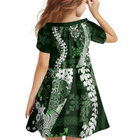 Hawaii Puakenikeni and Maile Lei Family Matching Off Shoulder Maxi Dress and Hawaiian Shirt Green Japanese Wave Style LT9 - Polynesian Pride