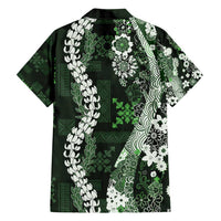 Hawaii Puakenikeni and Maile Lei Family Matching Summer Maxi Dress and Hawaiian Shirt Green Japanese Wave Style LT9 - Polynesian Pride