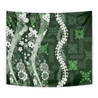 Hawaii Puakenikeni and Maile Lei Tapestry Green Japanese Wave Style LT9 - Polynesian Pride