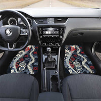 Hawaii Puakenikeni and Maile Lei Car Mats Navy Blue Japanese Wave Style - Polynesian Pride