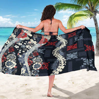 Hawaii Puakenikeni and Maile Lei Sarong Navy Blue Japanese Wave Style LT9 - Polynesian Pride
