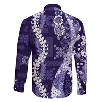 Hawaii Puakenikeni and Maile Lei Family Matching Short Sleeve Bodycon Dress and Hawaiian Shirt Purple Japanese Wave Style LT9 - Polynesian Pride