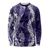 Hawaii Puakenikeni and Maile Lei Long Sleeve Shirt Purple Japanese Wave Style LT9 Unisex Purple - Polynesian Pride