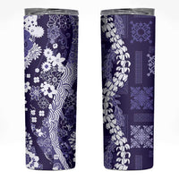 Hawaii Puakenikeni and Maile Lei Skinny Tumbler Purple Japanese Wave Style LT9 Purple - Polynesian Pride