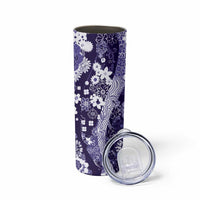 Hawaii Puakenikeni and Maile Lei Skinny Tumbler Purple Japanese Wave Style LT9 - Polynesian Pride