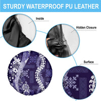 Hawaii Puakenikeni and Maile Lei Spare Tire Cover Purple Japanese Wave Style - Polynesian Pride