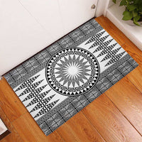 All White Tonga Malo e lelei Rubber Doormat Vintage Ngatu Tribal Pattern - Polynesian Pride