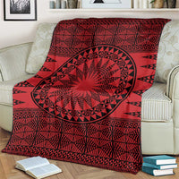 All Red Tonga Malo e lelei Blanket Vintage Ngatu Tribal Pattern - Polynesian Pride