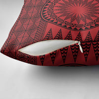 All Red Tonga Malo e lelei Pillow Cover Vintage Ngatu Tribal Pattern - Polynesian Pride