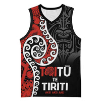 Honour The Treaty New Zealand Basketball Jersey Toitu Te Tiriti Ake Ake Ake LT9 Unisex Red - Polynesian Pride