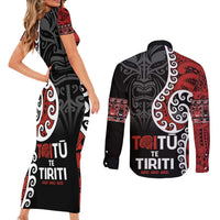 Honour The Treaty New Zealand Couples Matching Short Sleeve Bodycon Dress and Long Sleeve Button Shirt Toitu Te Tiriti Ake!Ake!Ake!