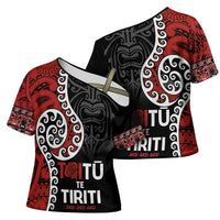 Honour The Treaty New Zealand Cross Shoulder Shirt Toitu Te Tiriti Ake Ake Ake LT9 - Polynesian Pride
