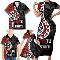 Honour The Treaty New Zealand Family Matching Short Sleeve Bodycon Dress and Hawaiian Shirt Toitu Te Tiriti Ake!Ake!Ake! LT9 - Polynesian Pride