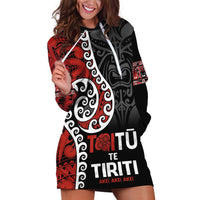 Honour The Treaty New Zealand Hoodie Dress Toitu Te Tiriti Ake!Ake!Ake! LT9 Black - Polynesian Pride