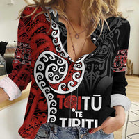 Honour The Treaty New Zealand Women Casual Shirt Toitu Te Tiriti Ake!Ake!Ake! LT9 Female Black - Polynesian Pride