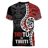 Honour The Treaty New Zealand Women V-Neck T-Shirt Toitu Te Tiriti Ake!Ake!Ake!