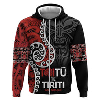 Honour The Treaty New Zealand Zip Hoodie Toitu Te Tiriti Ake!Ake!Ake! LT9 Zip Hoodie Black - Polynesian Pride