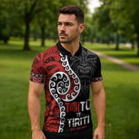 Honour The Treaty New Zealand Zipper Polo Shirt Toitu Te Tiriti Ake Ake Ake LT9 - Polynesian Pride