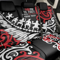 Honour The Treaty New Zealand Personalised Back Car Seat Cover Toitu Te Tiriti Half Fern with Haka dance LT9 - Polynesian Pride