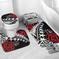 Honour The Treaty New Zealand Personalised Bathroom Set Toitu Te Tiriti Half Fern Haka Dance LT9 Mat Set Only (3 pcs) One Size Red - Polynesian Pride