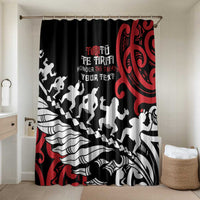 Honour The Treaty New Zealand Personalised Bathroom Set Toitu Te Tiriti Half Fern Haka Dance LT9 Shower Curtain Only Red - Polynesian Pride