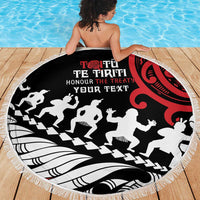 Honour The Treaty New Zealand Personalised Beach Blanket Toitu Te Tiriti Half Fern with Haka dance LT9 - Polynesian Pride