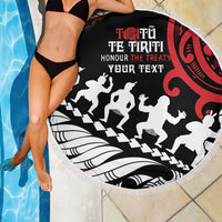 Honour The Treaty New Zealand Personalised Beach Blanket Toitu Te Tiriti Half Fern with Haka dance LT9 - Polynesian Pride