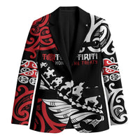 Honour The Treaty New Zealand Personalised Blazer Toitu Te Tiriti Half Fern Haka Dance LT9 Unisex Red - Polynesian Pride
