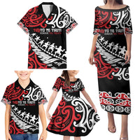 Honour The Treaty New Zealand Personalised Family Matching Puletasi and Hawaiian Shirt Toitu Te Tiriti Half Fern with Haka dance LT9 - Polynesian Pride
