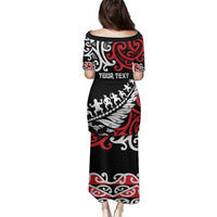 Honour The Treaty New Zealand Personalised Family Matching Puletasi and Hawaiian Shirt Toitu Te Tiriti Half Fern with Haka dance LT9 - Polynesian Pride