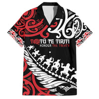 Honour The Treaty New Zealand Personalised Hawaiian Shirt Toitu Te Tiriti Half Fern with Haka dance LT9 Black - Polynesian Pride