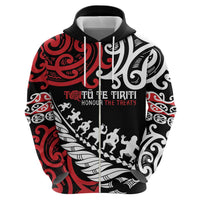 Honour The Treaty New Zealand Personalised Hoodie Toitu Te Tiriti Half Fern with Haka dance LT9 - Polynesian Pride