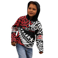 Honour The Treaty New Zealand Personalised Kid Hoodie Toitu Te Tiriti Half Fern with Haka dance LT9 - Polynesian Pride